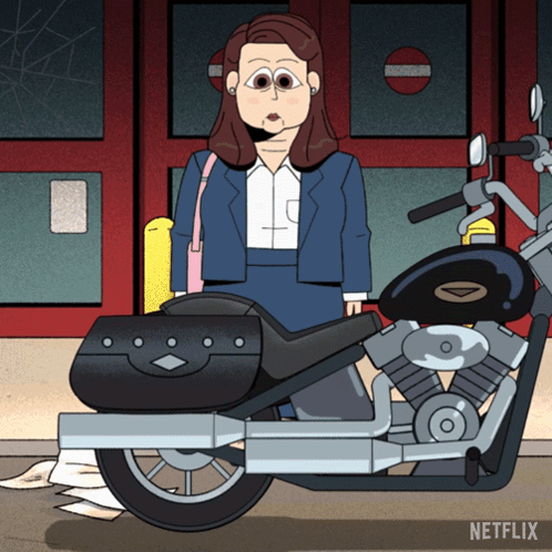 Woman Standing Next to Motorcycle Says Netflix