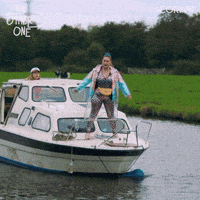 Woman Standing On Boat With One GIF
