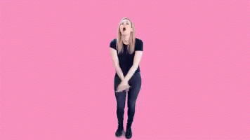 Woman Standing on One Leg Saying Thank You