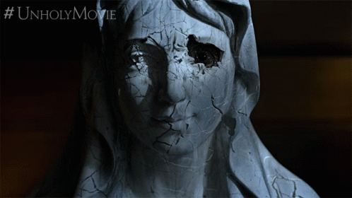 Woman Statue With Hole In Eye #Unholymovie GIF