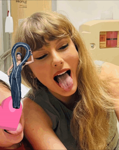 Woman Sticking Tongue Out Biohazard Sign