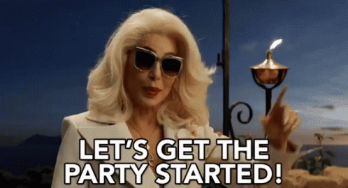 Woman Sunglasses Holding Torch Let's Get Party Started