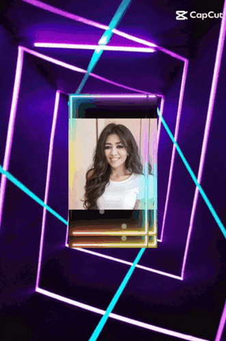 Woman Surrounded by Purple and Blue Neon Lights