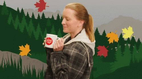 Woman Sweater Weather Falling Maple Leaves GIF