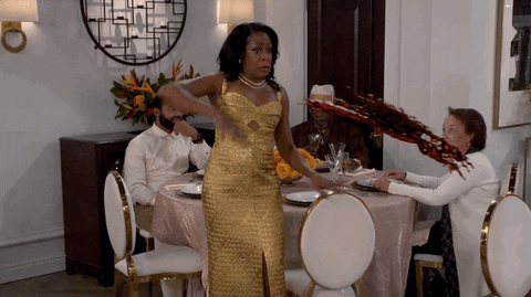 Woman Swerve When Someone Throws Wine At Her GIF