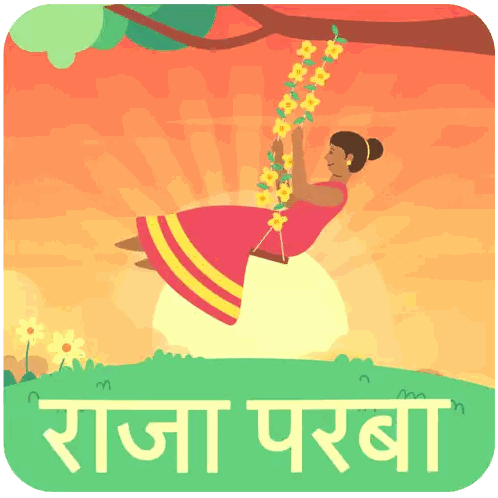 Woman Swinging on Tree Branch Raja Parba