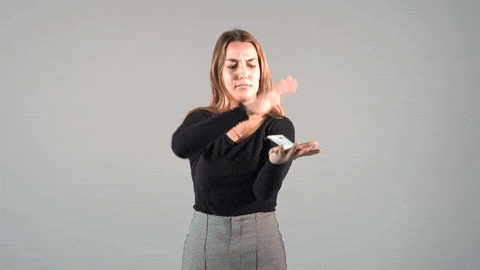 Woman Swipe Money Flying GIF