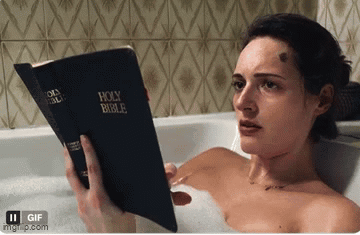 Woman Taking Bath Reading Bible GIF