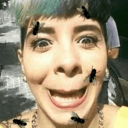 Woman Taking Selfie With Flies GIF