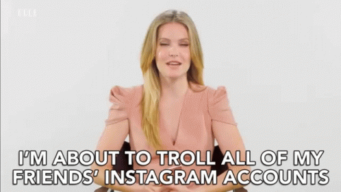 Woman Talking About Trolling Friends' Instagram Accounts GIF