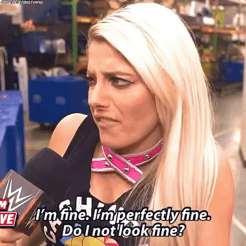Woman Talking Into Microphone Saying I'm Fine I'm Perfectly Fine