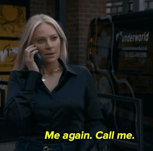 Woman Talking on Cell Phone Me Again Call Me