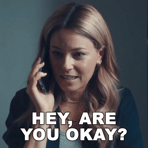 Woman Talking On Cell Phone Saying Hey Are You Okay GIF