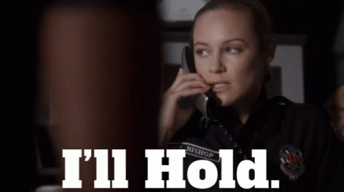 Woman Talking On Cell Phone Saying I'll Hold GIF
