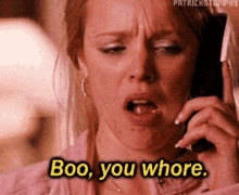 Woman Talking On Cell Phone Says Boo You Whore GIF