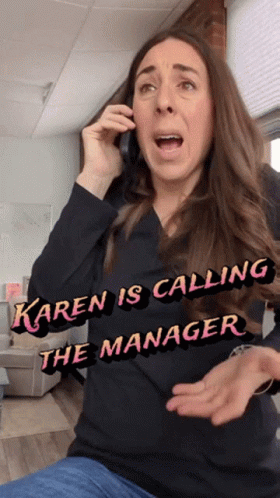 Woman Talking on Phone Karen Calling Manager