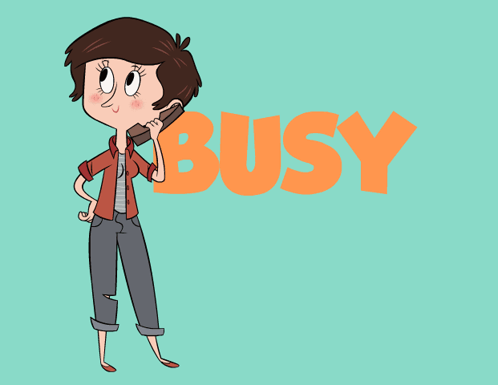 Woman Talking on Phone Saying Busy