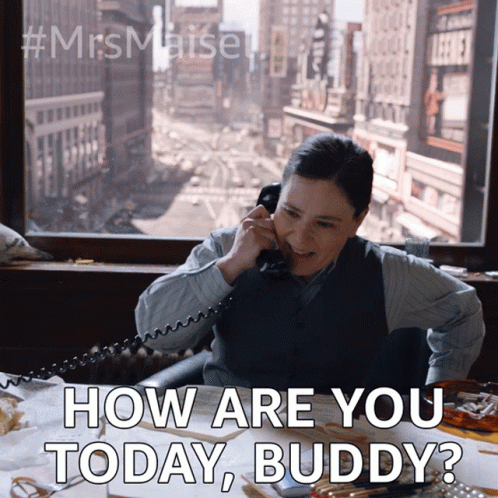 Woman Talking on Phone Saying How Are You Today Buddy