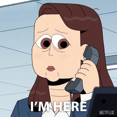 Woman Talking on Phone With I'm Here