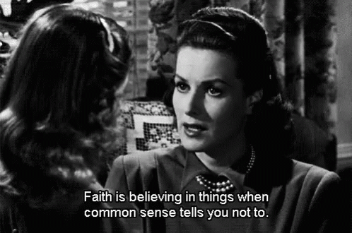 Woman Talking to Another Woman Black and White Quote About Faith