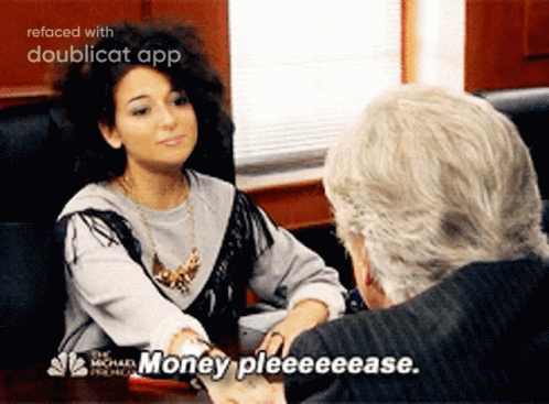 Woman Talking To Man Saying Money Pleeease GIF