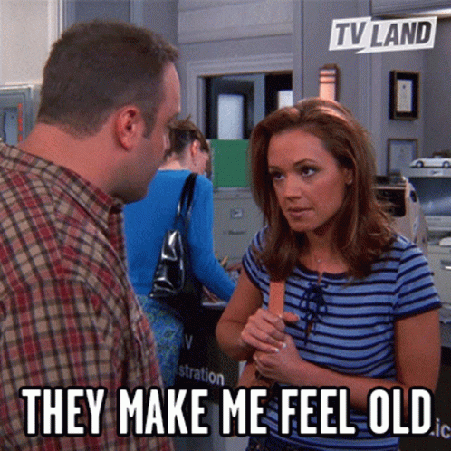Woman Talking to Man Saying They Make Me Feel Old