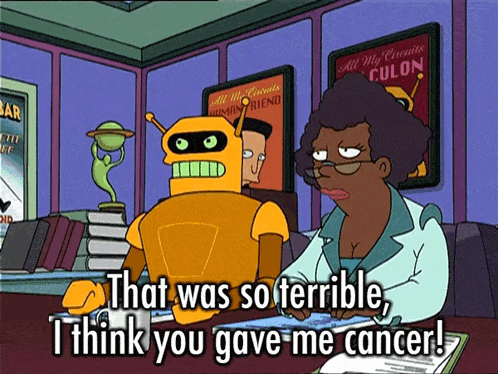 Woman Telling Robot You Gave Me Cancer GIF