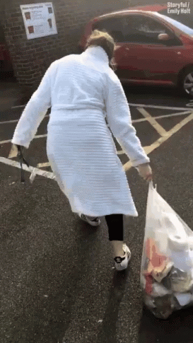 Woman Throwing Garbage Fail GIF