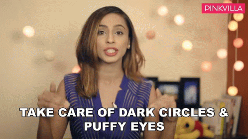 Woman Thumbs Up Take Care of Dark Circles and Puffy Eyes