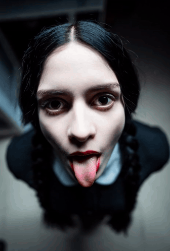 Woman Tongue Out With Blood