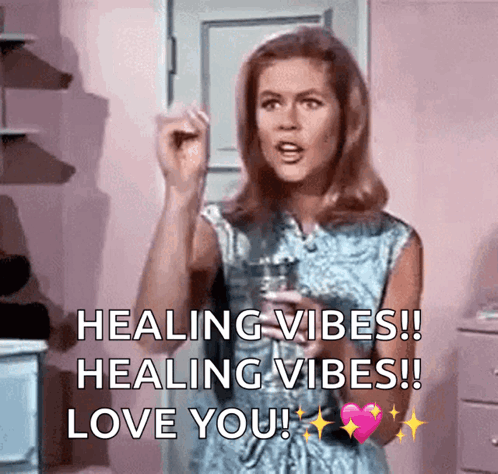 Woman Tossing Sparkles Healing Vibes GIF