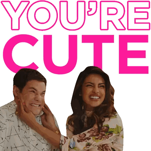 Woman Touching Man's Face Saying You're Cute