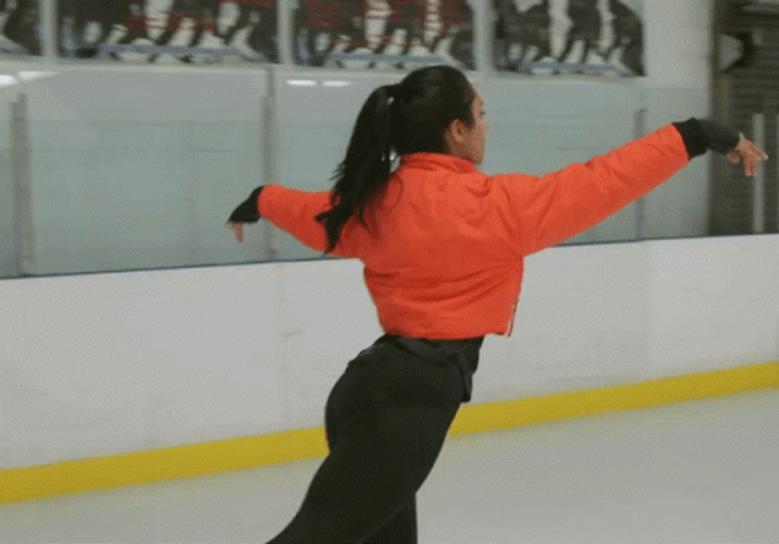 Woman Trying Ice Skating  GIF