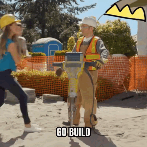 Woman Turning On A Jackhammer GIF