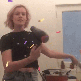 Woman Using Dry Heat Blower GIF