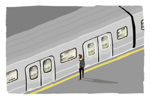 Woman Wait For The Train To Stop GIF