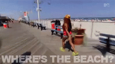 Woman Walking Boardwalk Where's the Beach