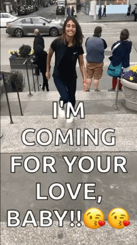 Woman Walking Down Stairs Coming for Love