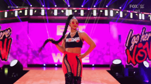 Woman Walking Runway Wrestling Match