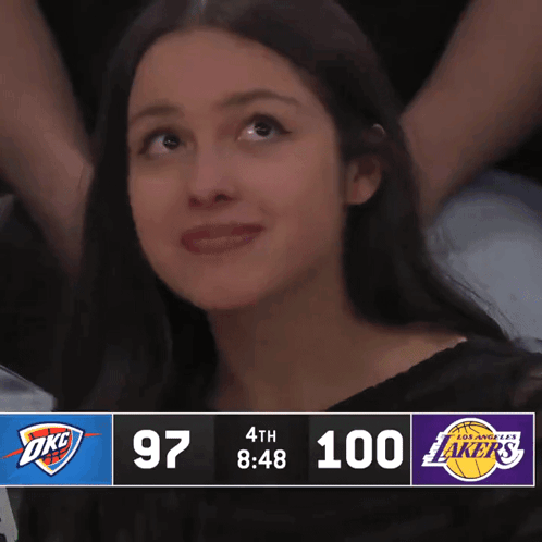 Woman Watching OKC Lakers Game GIF