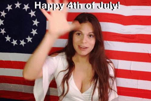 Woman Waving American Flag Happy 4Th Of July GIF