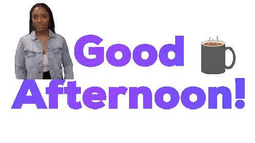 Woman Waving In Front Of Good Afternoon Sign