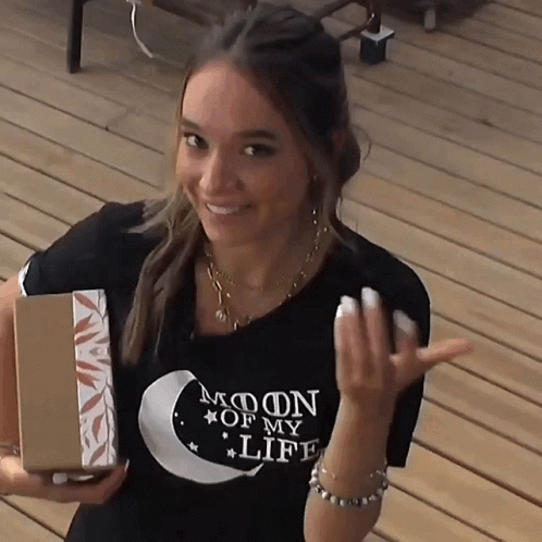 Woman Wearing Black Moon Of My Life Shirt GIF