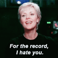 Woman Wearing Black Shirt Saying I Hate You
