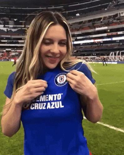 Woman Wearing Cemento Cruz Azul Shirt