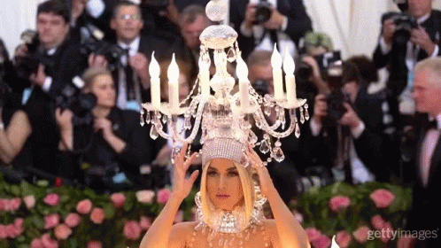 Woman Wearing Chandelier Headpiece