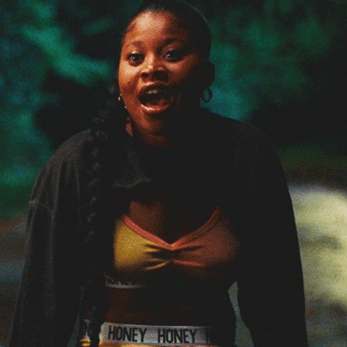 Woman Wearing Crop Top Saying Honey GIF