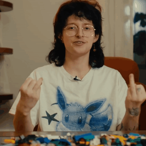 Woman Wearing Eevee T-Shirt