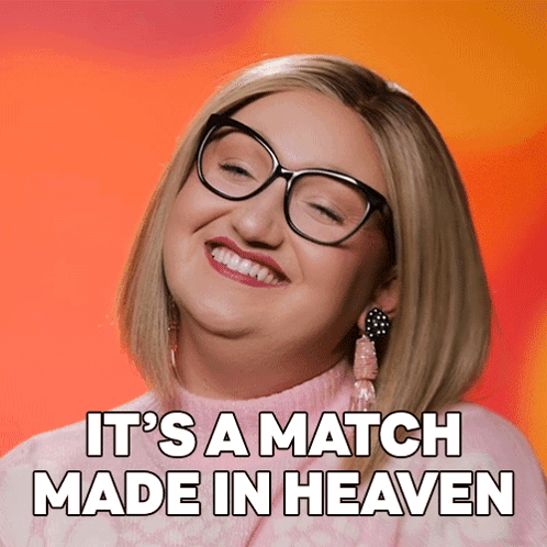 Woman Wearing Glasses And Pink Sweater It's A Match GIF