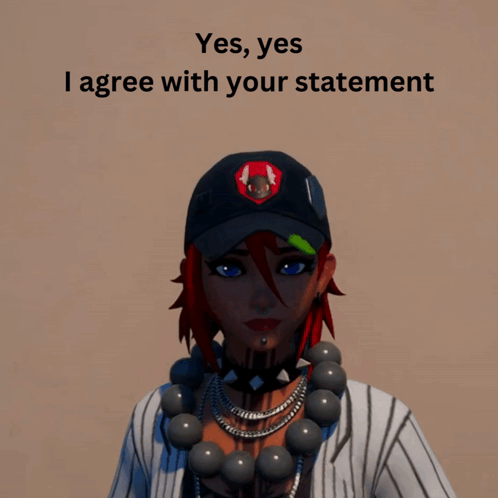 Woman Wearing Hat and Necklace Saying Yes